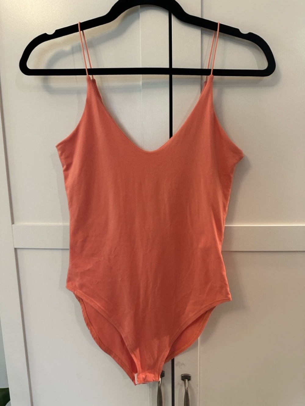 gaze Coral Orange Spaghetti Strap Bodysuit XS